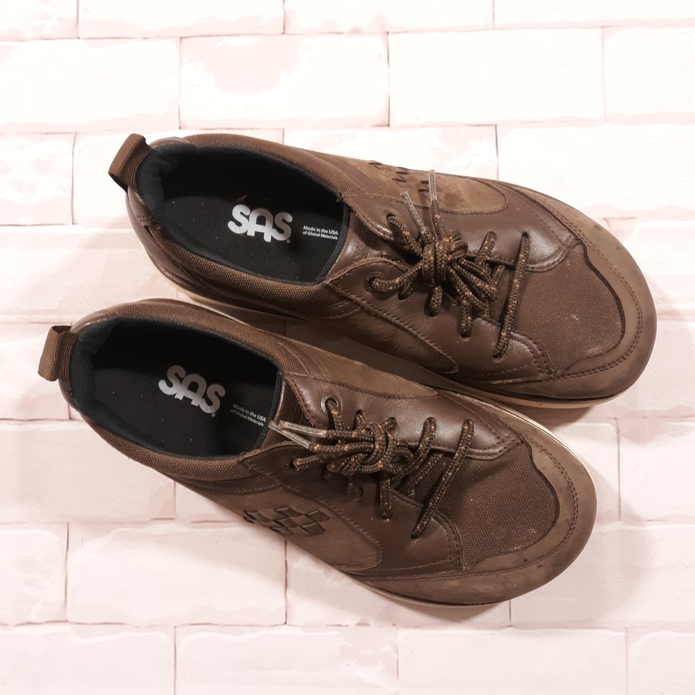SAS Athletic Lace Up Sneakers Shoes Womens Size 7.5 W Brown Leather - Picture 3 of 11